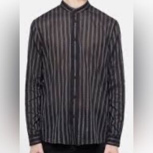 The Kooples Black and Gray Striped Button Down Men’s  medium